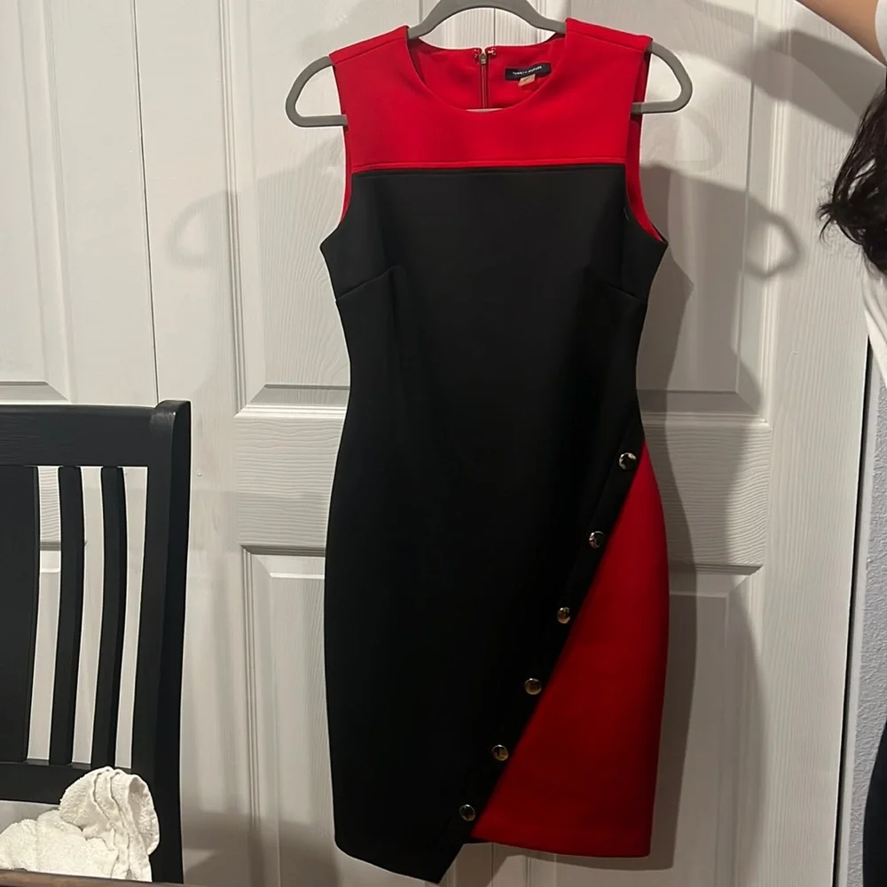 Tommy Hilfiger Colorblocked Black & Red Formal Dress - Picture 1 of 3